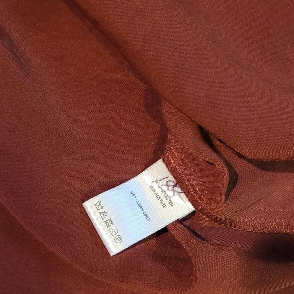 Lilla P Women's Satin Short Sleeve Mini Shirt Dress, Size L, Copper Rust - Picture 4 of 4